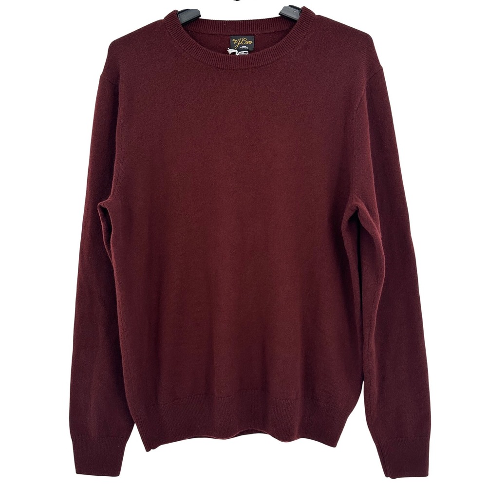 J.Crew Mens 100% Cashmere Crewneck Sweater Burgundy BE895 Size M NEW preppy